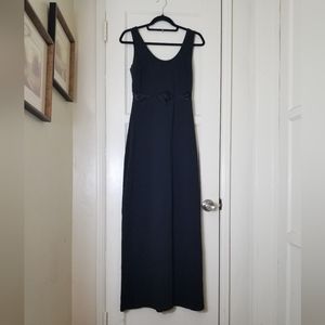 ARK & CO M black lace insert waist sleeveless scoop neck maxi dress